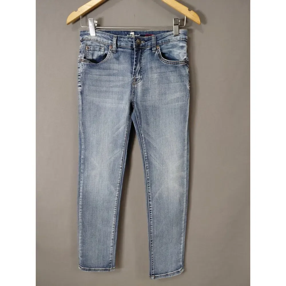 7 For All Mankind Slimy Blue Skinny Denim Jeans Men  See Measurements